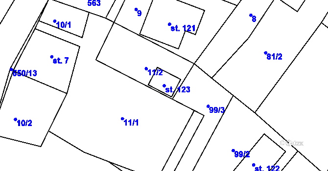 Parcela st. 123 v KÚ Týnišťko, Katastrální mapa