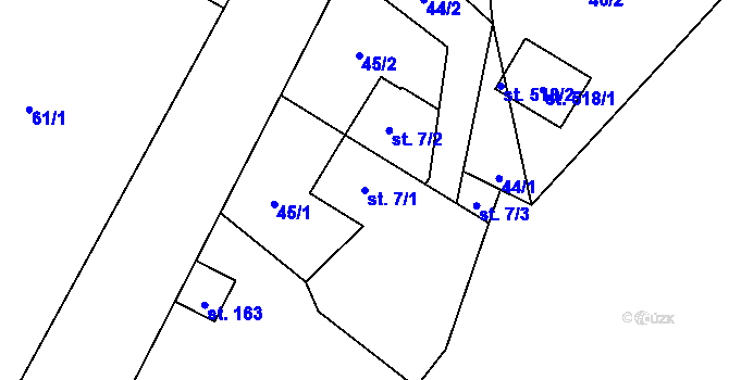 Parcela st. 7/1 v KÚ Tyra, Katastrální mapa