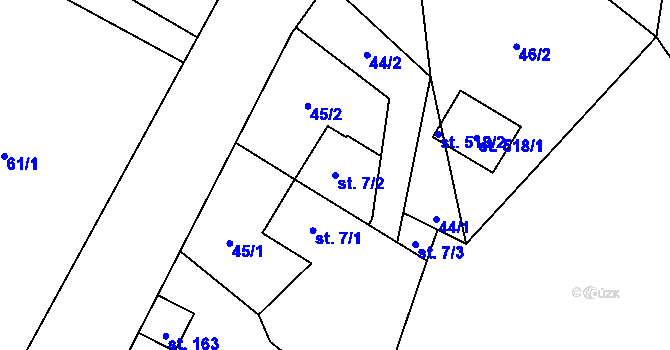 Parcela st. 7/2 v KÚ Tyra, Katastrální mapa