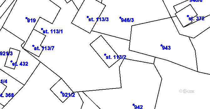 Parcela st. 113/2 v KÚ Tyra, Katastrální mapa