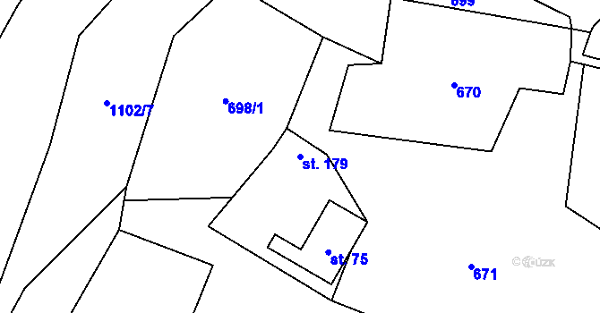 Parcela st. 179 v KÚ Tyra, Katastrální mapa
