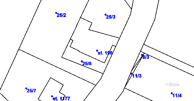 Parcela st. 196 v KÚ Tyra, Katastrální mapa