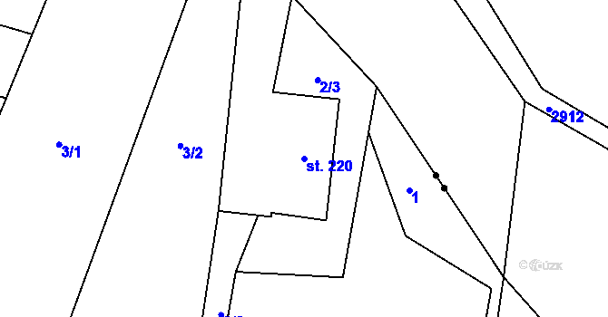 Parcela st. 220 v KÚ Tyra, Katastrální mapa