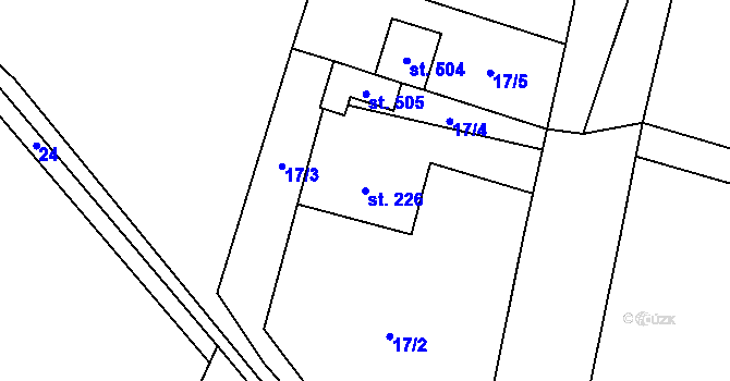 Parcela st. 226 v KÚ Tyra, Katastrální mapa