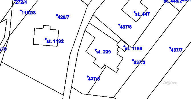 Parcela st. 239 v KÚ Tyra, Katastrální mapa