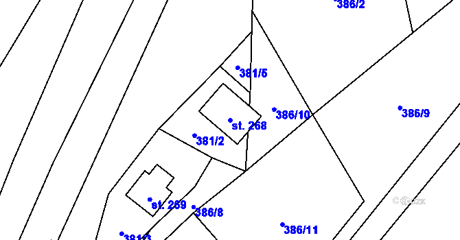 Parcela st. 268 v KÚ Tyra, Katastrální mapa