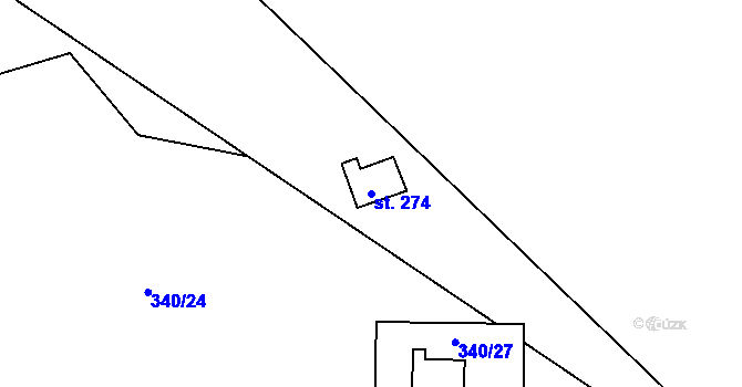 Parcela st. 274 v KÚ Tyra, Katastrální mapa