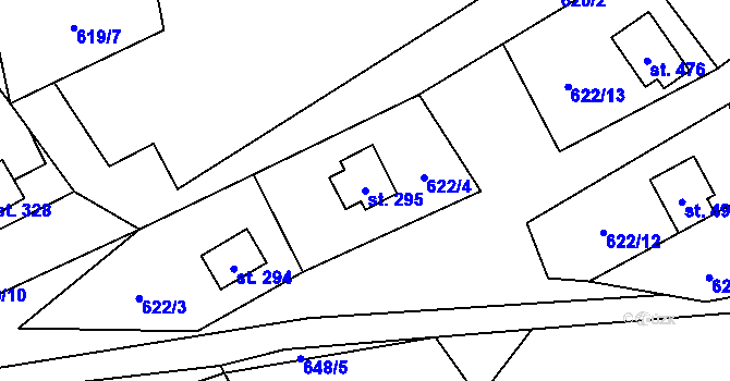 Parcela st. 295 v KÚ Tyra, Katastrální mapa