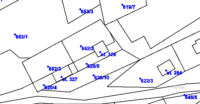 Parcela st. 328 v KÚ Tyra, Katastrální mapa