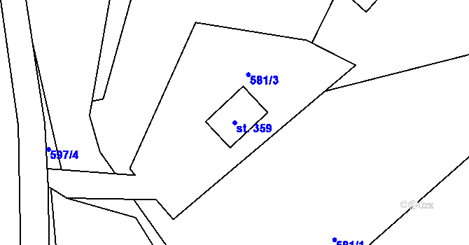 Parcela st. 359 v KÚ Tyra, Katastrální mapa