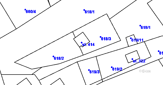 Parcela st. 414 v KÚ Tyra, Katastrální mapa