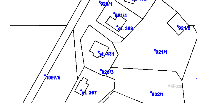 Parcela st. 431 v KÚ Tyra, Katastrální mapa