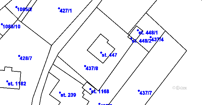 Parcela st. 447 v KÚ Tyra, Katastrální mapa