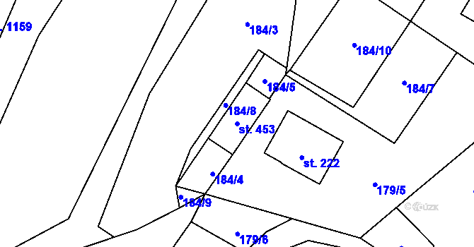 Parcela st. 453 v KÚ Tyra, Katastrální mapa