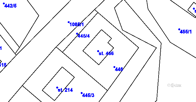 Parcela st. 466 v KÚ Tyra, Katastrální mapa