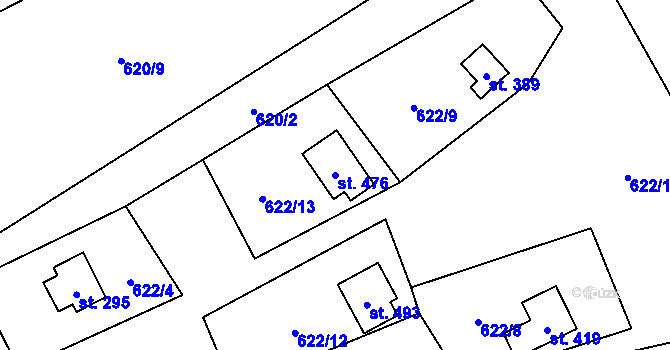 Parcela st. 476 v KÚ Tyra, Katastrální mapa