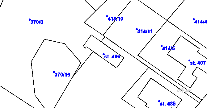 Parcela st. 486 v KÚ Tyra, Katastrální mapa