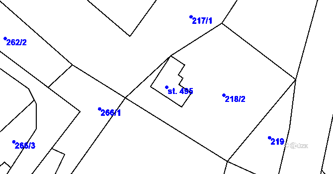 Parcela st. 495 v KÚ Tyra, Katastrální mapa