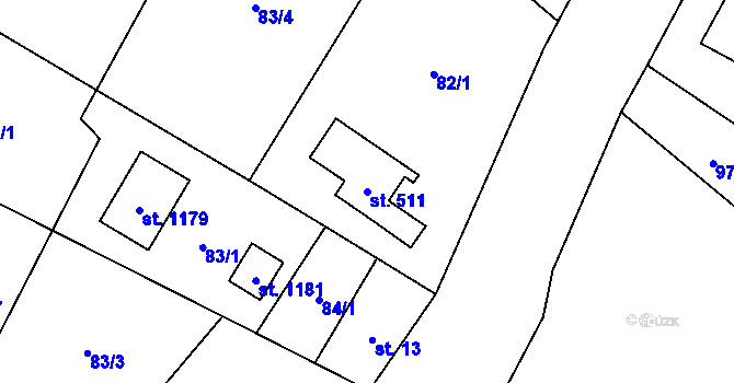 Parcela st. 511 v KÚ Tyra, Katastrální mapa