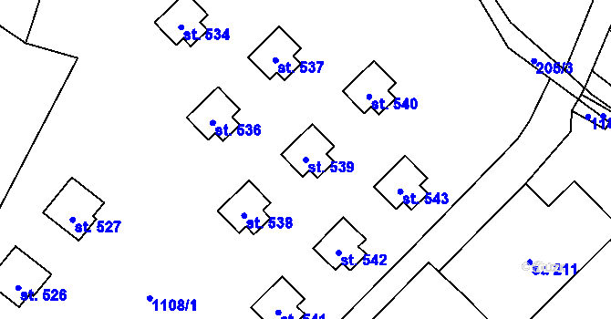 Parcela st. 539 v KÚ Tyra, Katastrální mapa