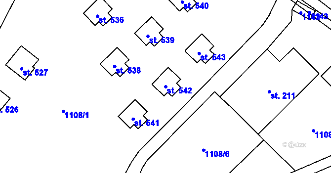 Parcela st. 542 v KÚ Tyra, Katastrální mapa