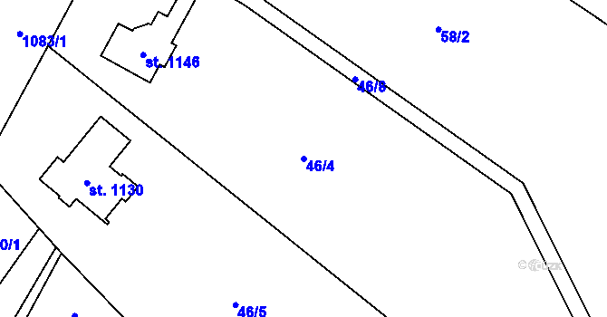 Parcela st. 46/4 v KÚ Tyra, Katastrální mapa