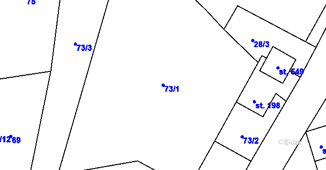 Parcela st. 73/1 v KÚ Tyra, Katastrální mapa