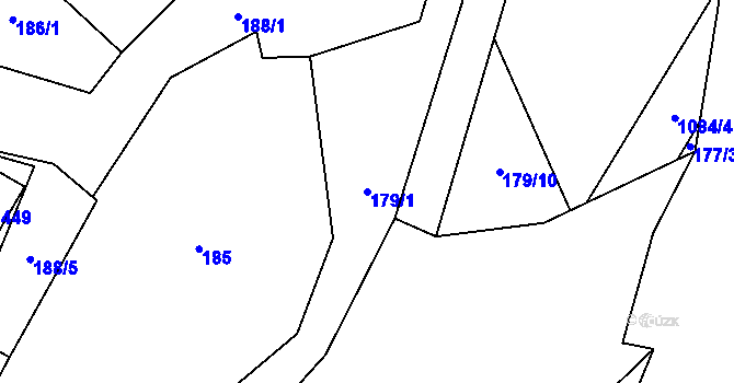 Parcela st. 179/1 v KÚ Tyra, Katastrální mapa