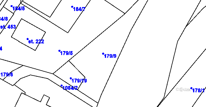 Parcela st. 179/9 v KÚ Tyra, Katastrální mapa