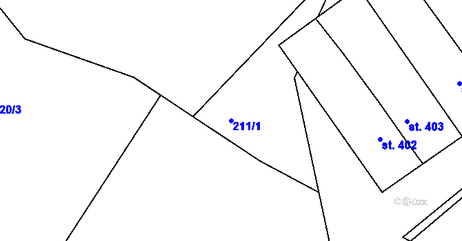 Parcela st. 211/1 v KÚ Tyra, Katastrální mapa