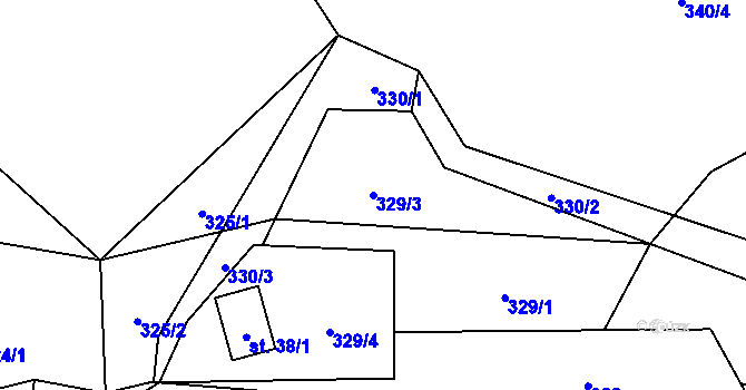 Parcela st. 329/3 v KÚ Tyra, Katastrální mapa