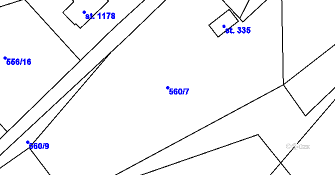 Parcela st. 560/7 v KÚ Tyra, Katastrální mapa