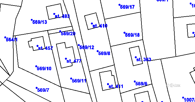 Parcela st. 569/8 v KÚ Tyra, Katastrální mapa