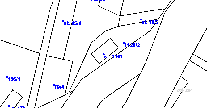 Parcela st. 1161 v KÚ Tyra, Katastrální mapa