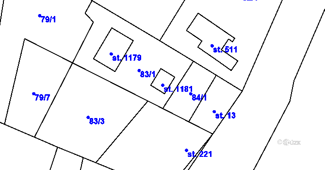 Parcela st. 1181 v KÚ Tyra, Katastrální mapa