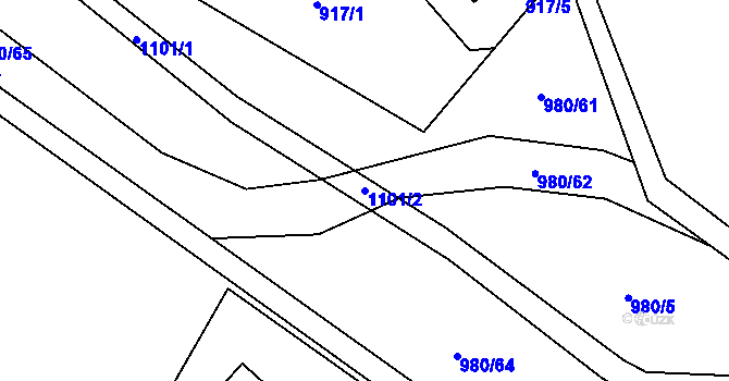 Parcela st. 1101/2 v KÚ Tyra, Katastrální mapa