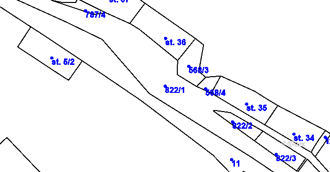 Parcela st. 822/1 v KÚ Tytry, Katastrální mapa