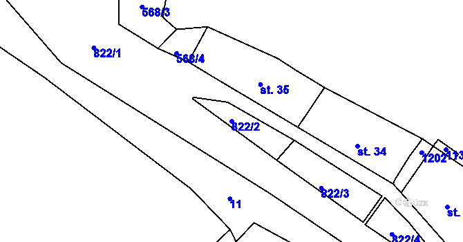 Parcela st. 822/2 v KÚ Tytry, Katastrální mapa