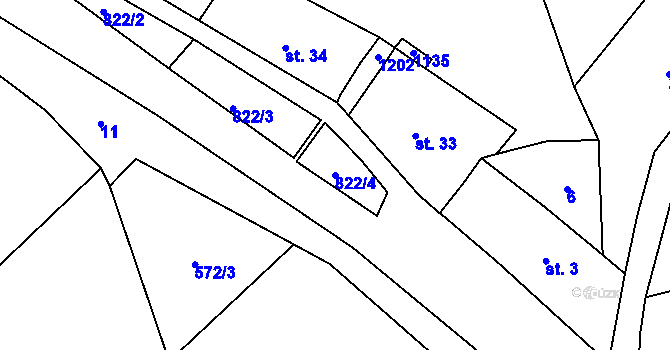 Parcela st. 822/4 v KÚ Tytry, Katastrální mapa