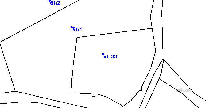 Parcela st. 33 v KÚ Stav, Katastrální mapa