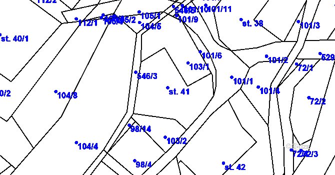 Parcela st. 41 v KÚ Stav, Katastrální mapa