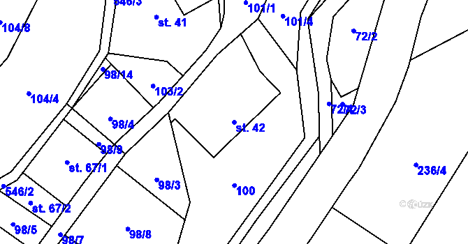 Parcela st. 42 v KÚ Stav, Katastrální mapa