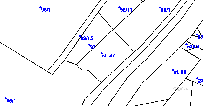 Parcela st. 47 v KÚ Stav, Katastrální mapa