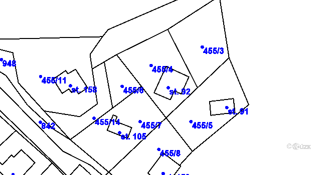 Parcela st. 92 v KÚ Stav, Katastrální mapa
