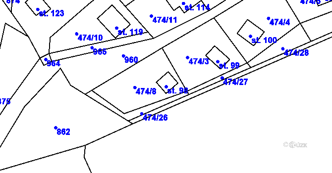 Parcela st. 98 v KÚ Stav, Katastrální mapa