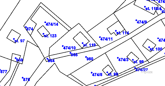 Parcela st. 119 v KÚ Stav, Katastrální mapa