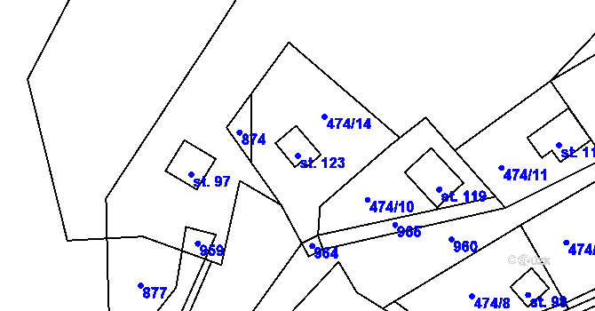 Parcela st. 123 v KÚ Stav, Katastrální mapa