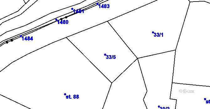 Parcela st. 33/5 v KÚ Stav, Katastrální mapa