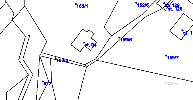 Parcela st. 159/4 v KÚ Stav, Katastrální mapa