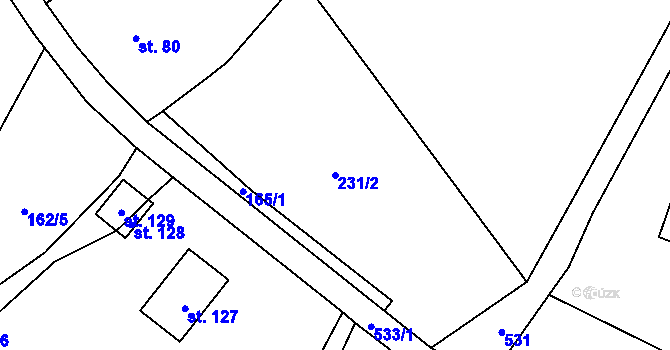 Parcela st. 231/2 v KÚ Stav, Katastrální mapa
